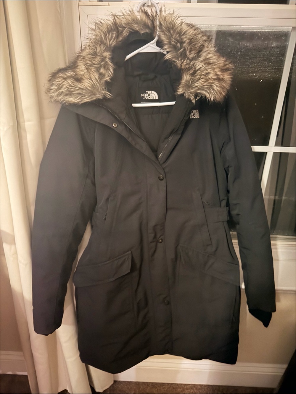 The North Face Women's Arctic Waterproof Black Parka with Faux Fur Trim Hood